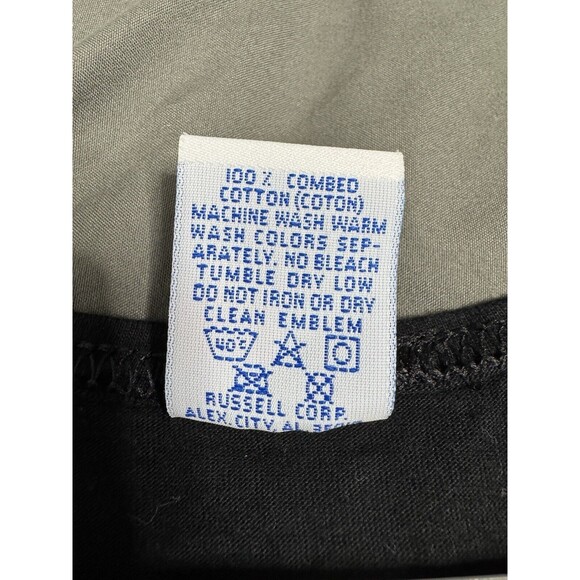 Vintage 90s Russell Athletic Tank Top Mens Shirt L Black USA Work Gym Run Blank - Picture 15 of 16